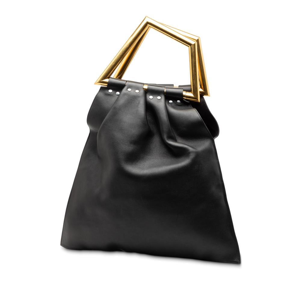 Celine B Celine Black Calf Leather Open Triangle Sac Handbag Italy