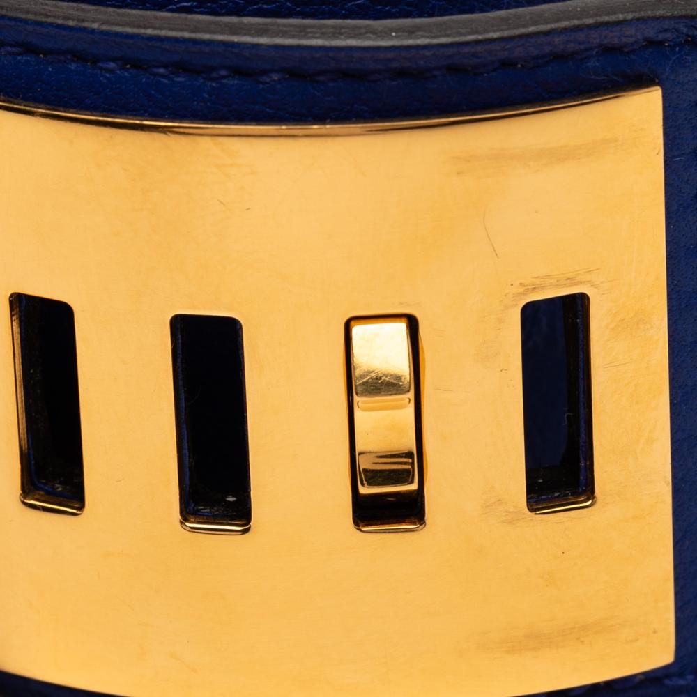 Hermès B Hermès Blue with Gold Calf Leather Swift and Gold Plated Collier de Chien Bracelet France