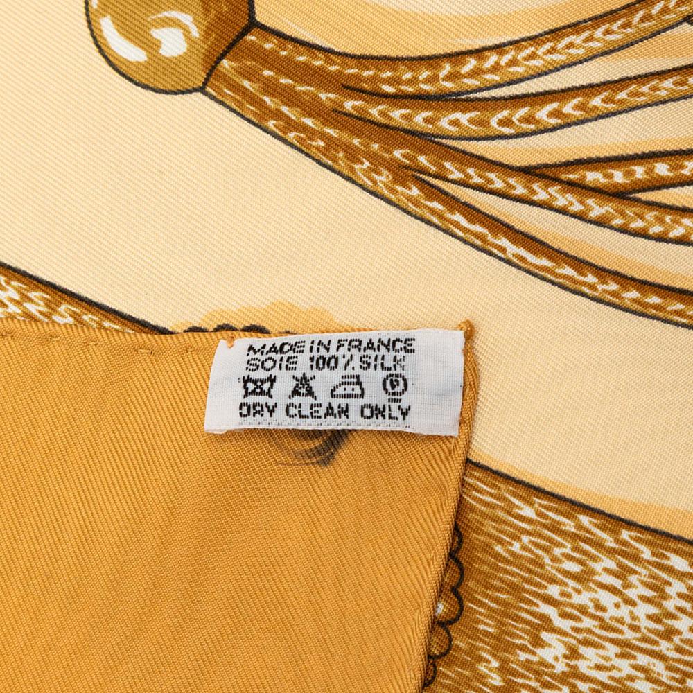 Hermès AB Hermès Brown Silk Fabric Gaucho Par Hermes Scarf 90 France