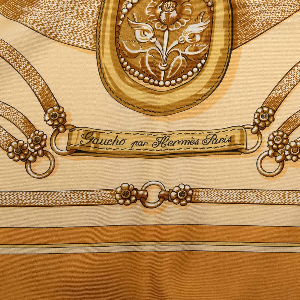 Hermès AB Hermès Brown Silk Fabric Gaucho Par Hermes Scarf 90 France