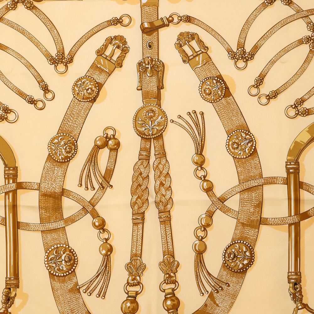 Hermès AB Hermès Brown Silk Fabric Gaucho Par Hermes Scarf 90 France