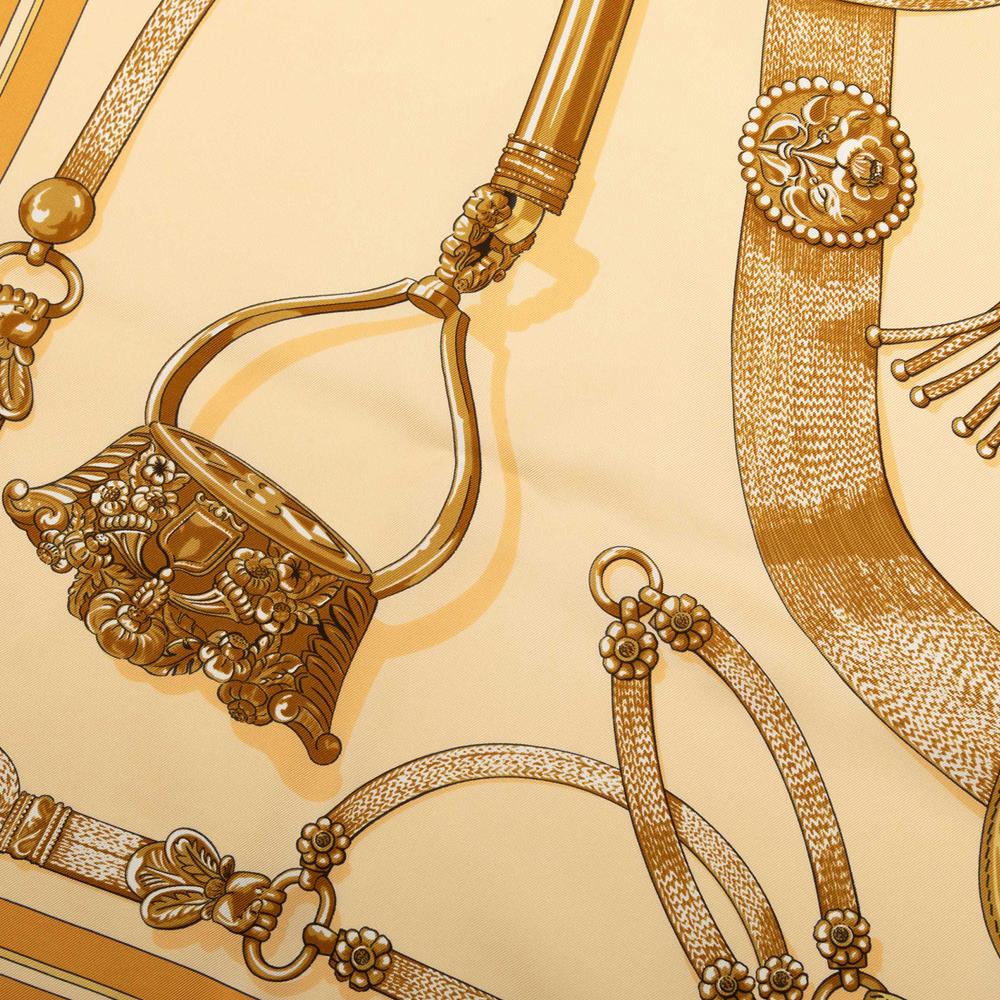 Hermès AB Hermès Brown Silk Fabric Gaucho Par Hermes Scarf 90 France