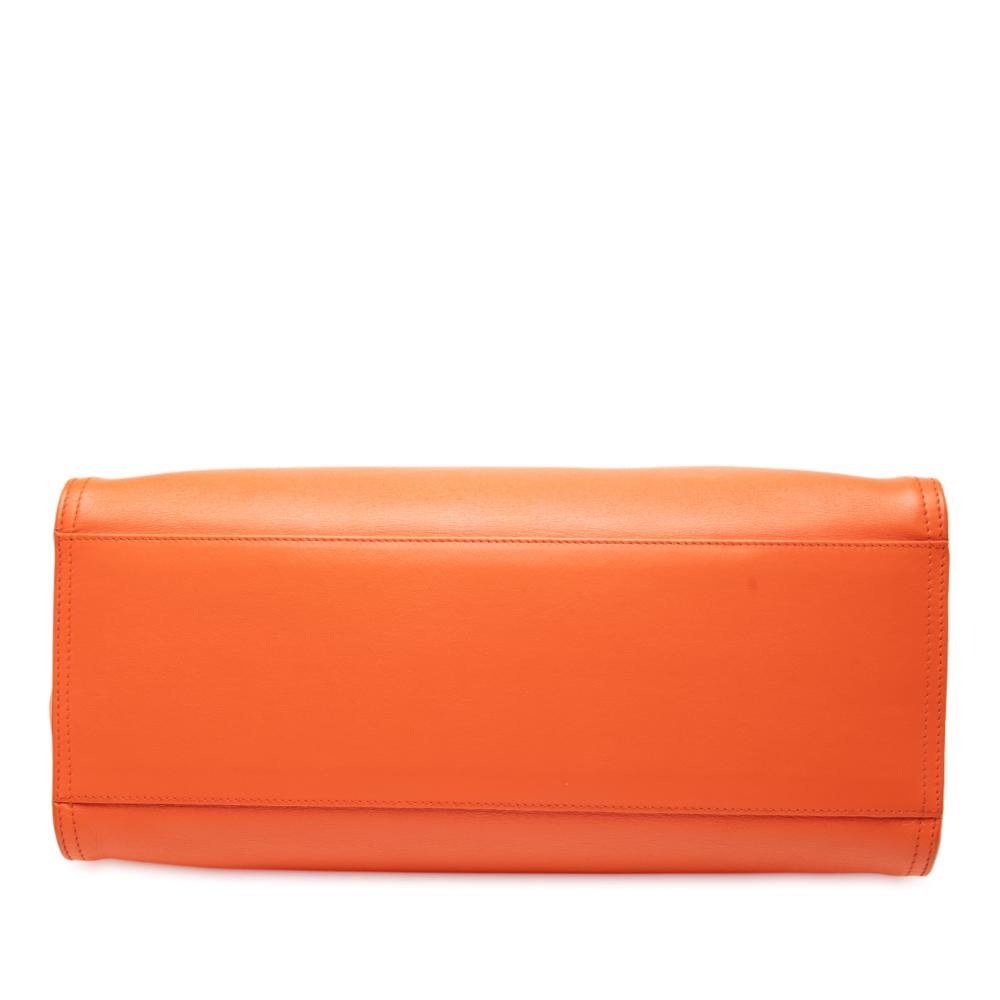 Bottega Veneta B Bottega Veneta Orange Calf Leather Intrecciato Frame Top Handle Bag Italy