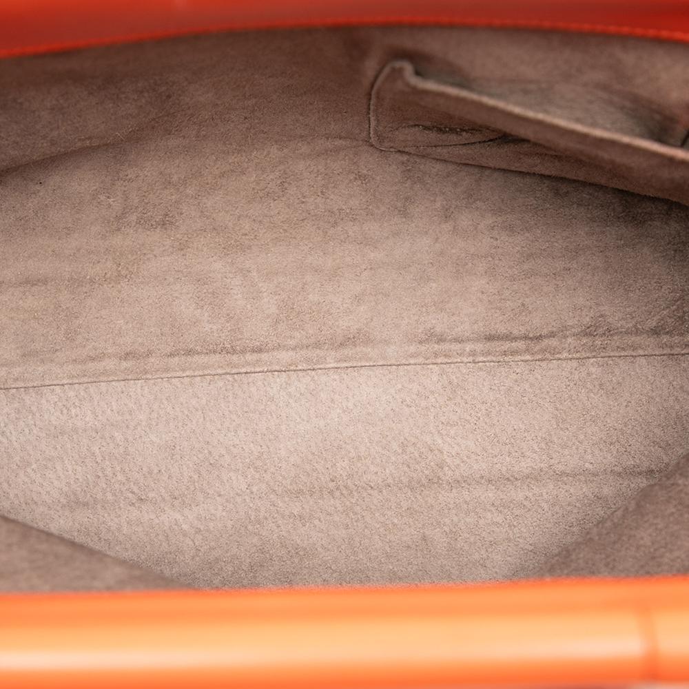 Bottega Veneta B Bottega Veneta Orange Calf Leather Intrecciato Frame Top Handle Bag Italy