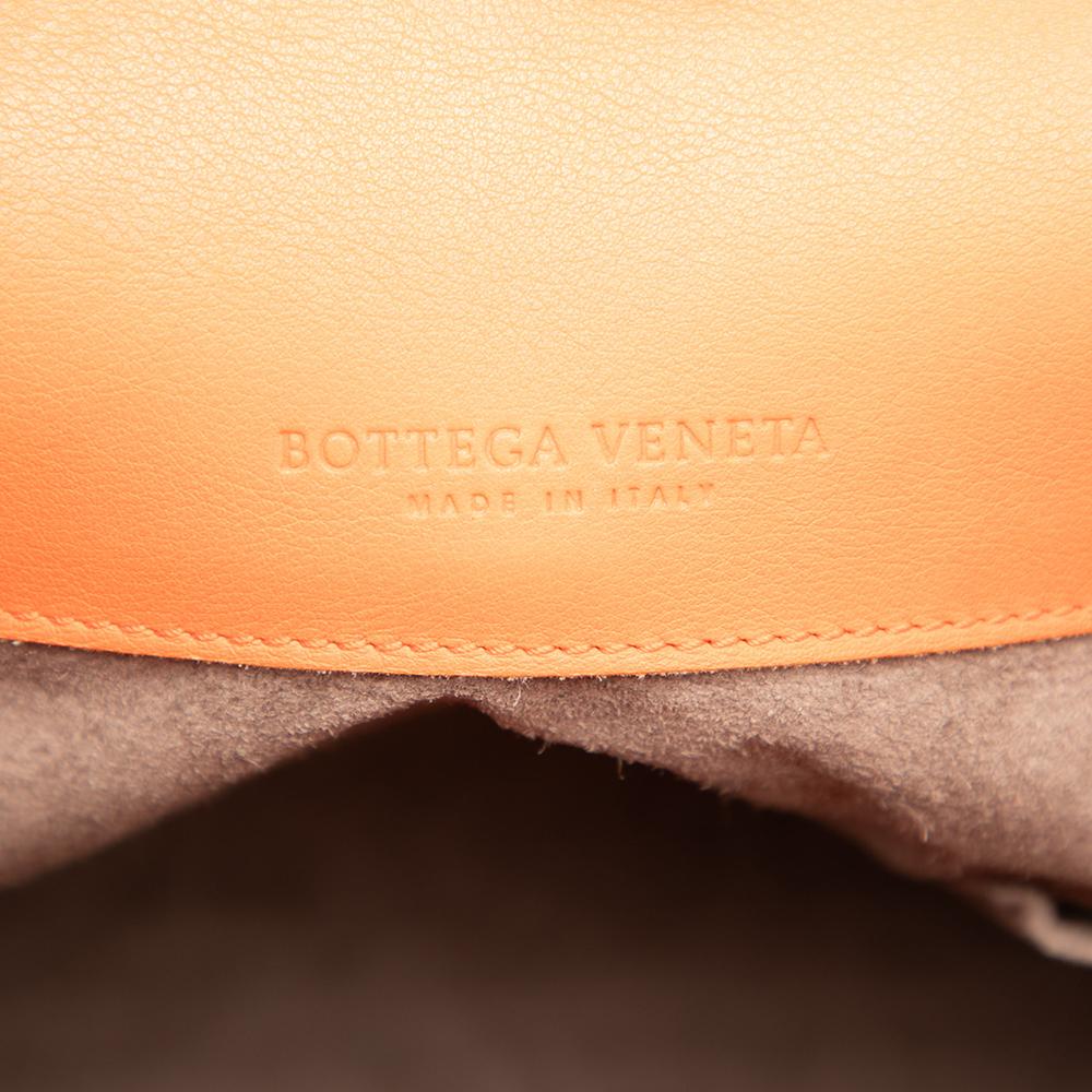 Bottega Veneta B Bottega Veneta Orange Calf Leather Intrecciato Frame Top Handle Bag Italy