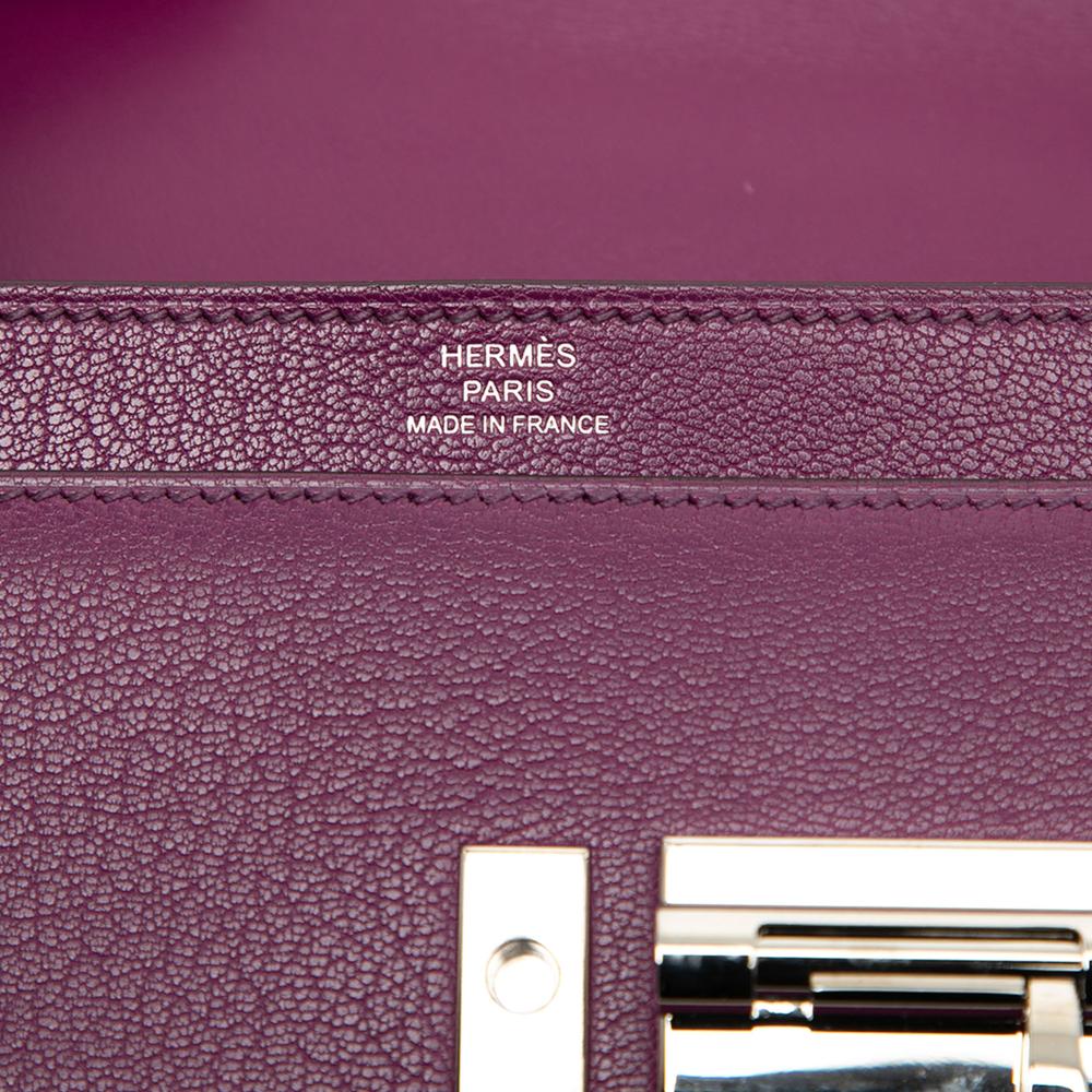 Hermès AB Hermès Purple Dark Purple Goatskin Leather Mini Chevre Mysore Verrou Chaine France