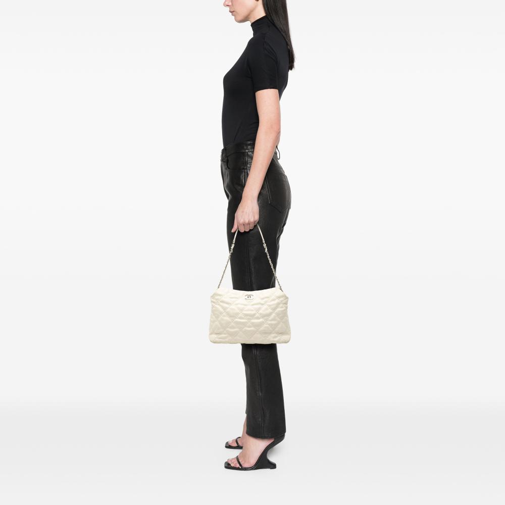 Chanel B Chanel White Ivory Lambskin Leather Leather Quilted Lambskin Love Me Tender Hobo France