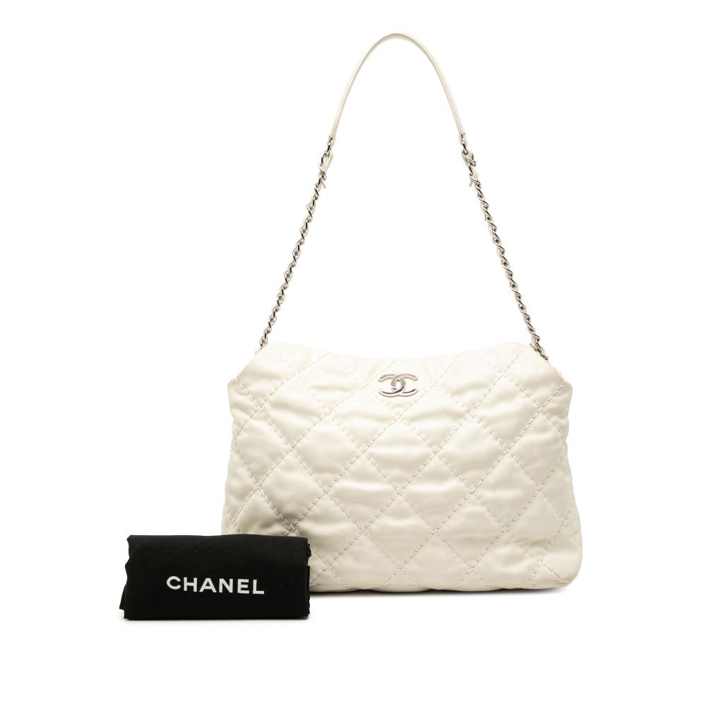 Chanel B Chanel White Ivory Lambskin Leather Leather Quilted Lambskin Love Me Tender Hobo France
