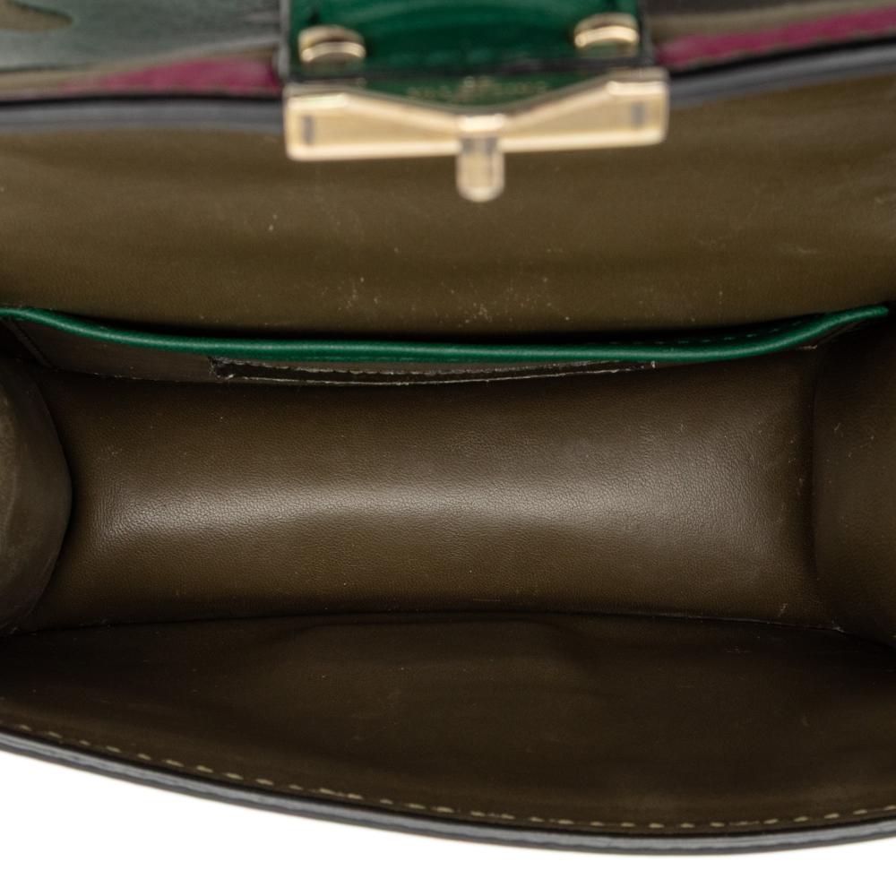 Valentino Green Mini Nappa and Canvas Camouflage Rockstud Glam Lock Crossbody Italy