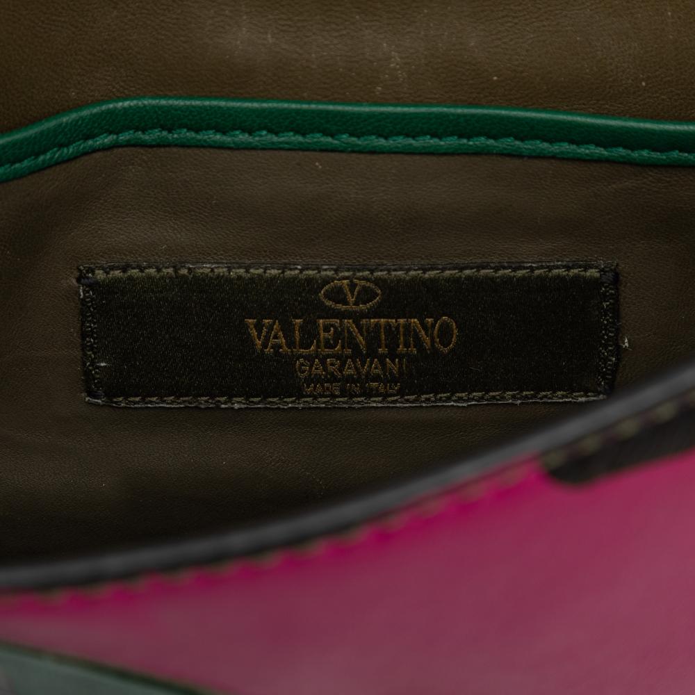 Valentino Green Mini Nappa and Canvas Camouflage Rockstud Glam Lock Crossbody Italy