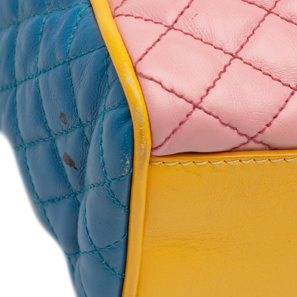 Dolce&Gabbana B Dolce & Gabbana Pink Lambskin Leather Leather Mulitcolor Quilted Lambskin Lily Glam Tote Italy