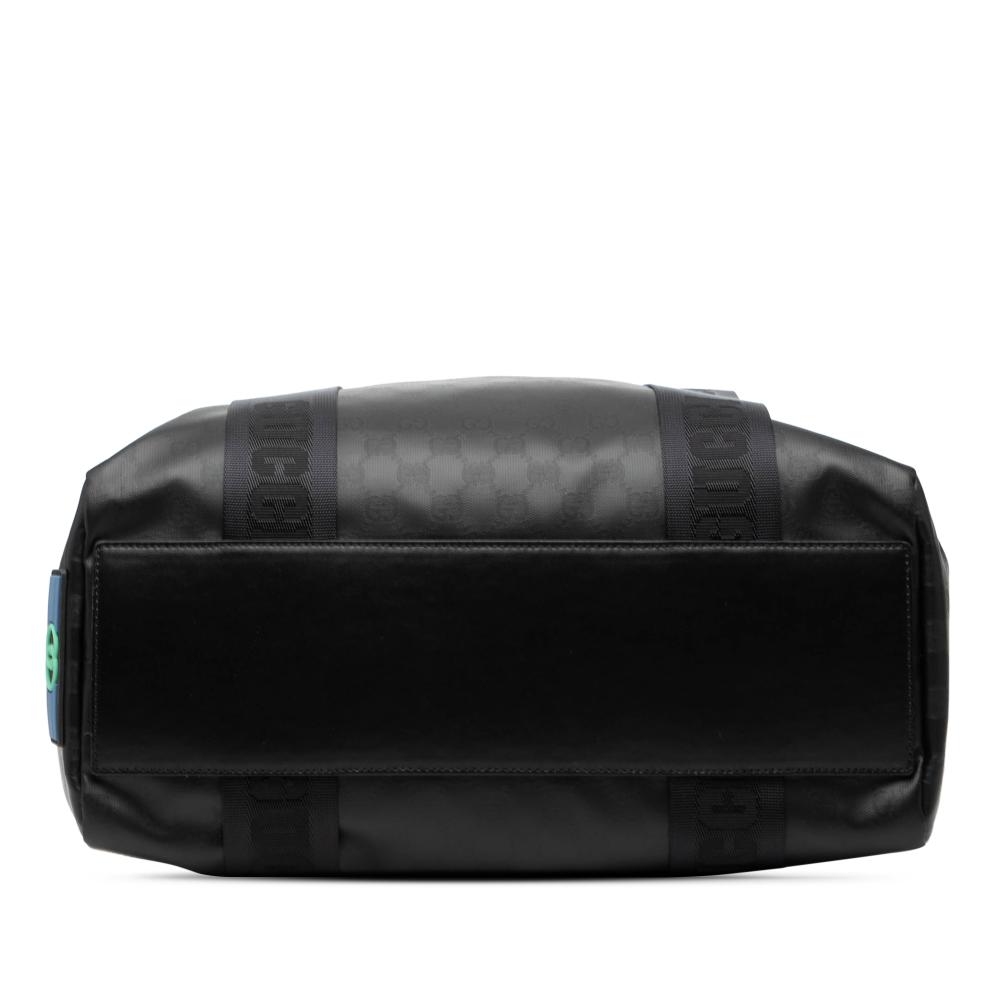 Gucci AB Gucci Black Coated Canvas Fabric GG Crystal Tote Italy