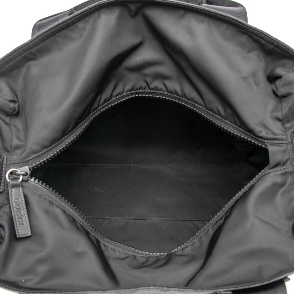 Gucci AB Gucci Black Coated Canvas Fabric GG Crystal Tote Italy