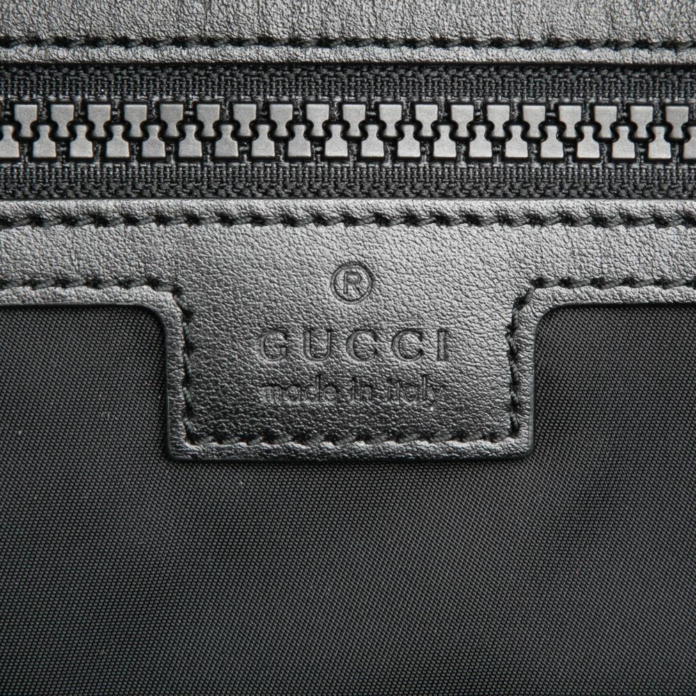 Gucci AB Gucci Black Coated Canvas Fabric GG Crystal Tote Italy