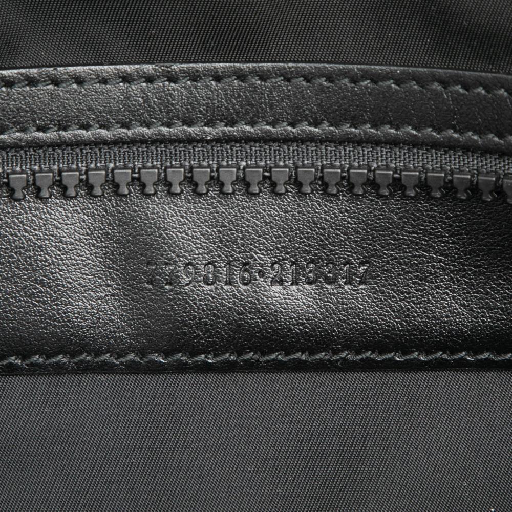 Gucci AB Gucci Black Coated Canvas Fabric GG Crystal Tote Italy