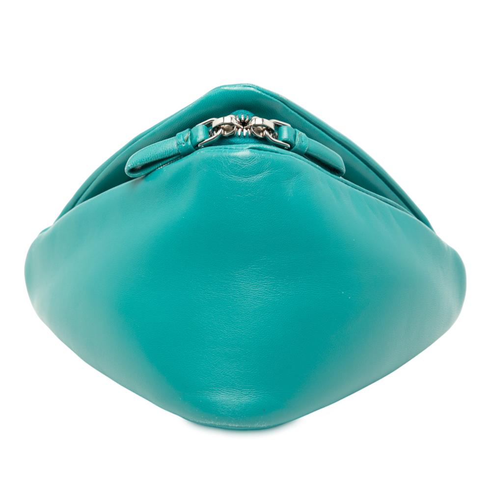 Prada AB Prada Blue Turquoise Nappa Leather Leather Nappa Padded Signaux Triangle Satchel Italy