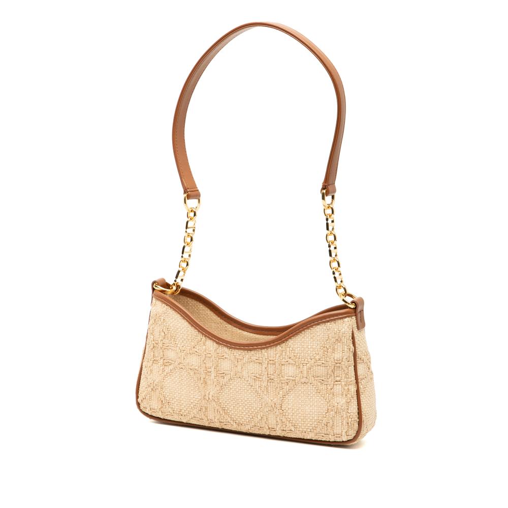Christian Dior AB Dior Brown Beige Raffia Natural Material Mini Macrocannage 30 Montaigne Avenue Hobo Italy