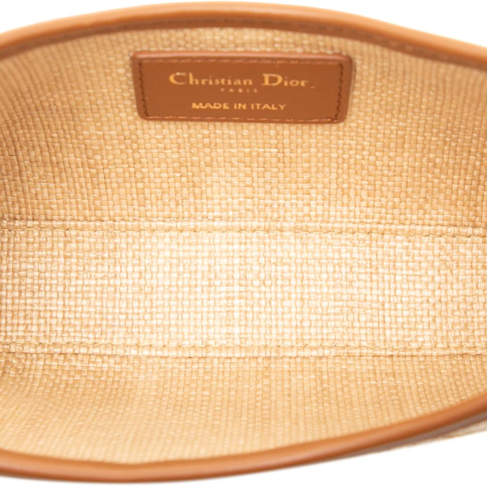 Christian Dior AB Dior Brown Beige Raffia Natural Material Mini Macrocannage 30 Montaigne Avenue Hobo Italy