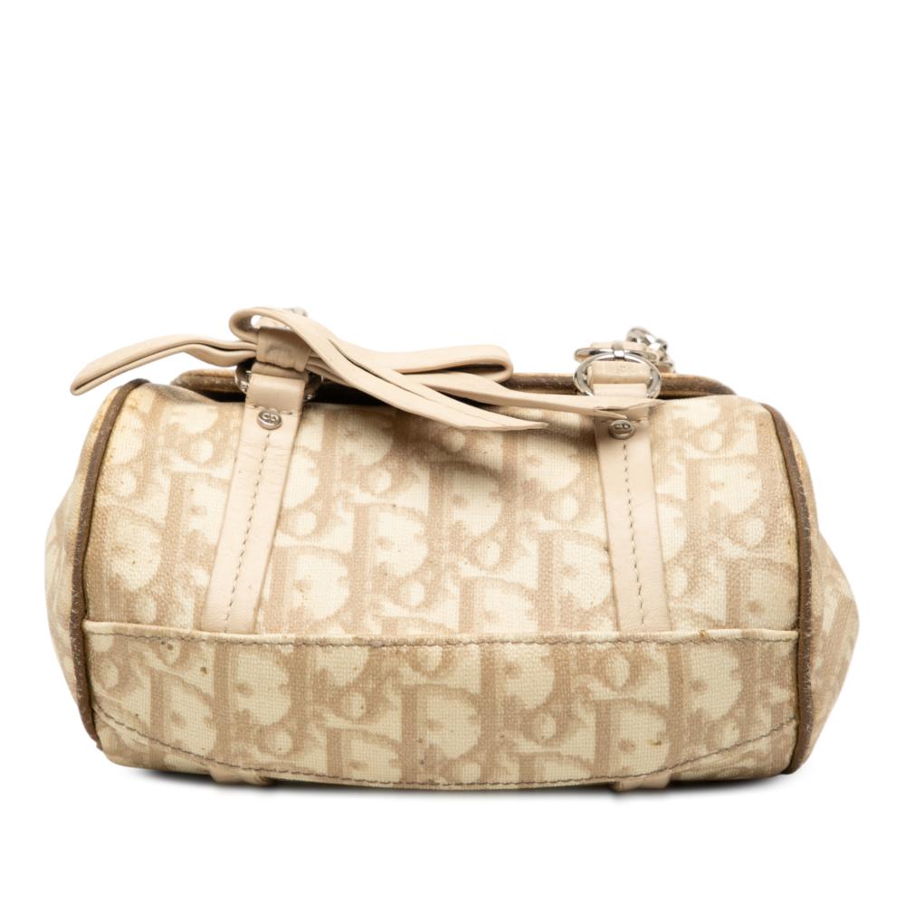 Christian Dior B Dior Brown Beige Coated Canvas Fabric Mini Diorissimo Trotter Romantique Handbag Italy
