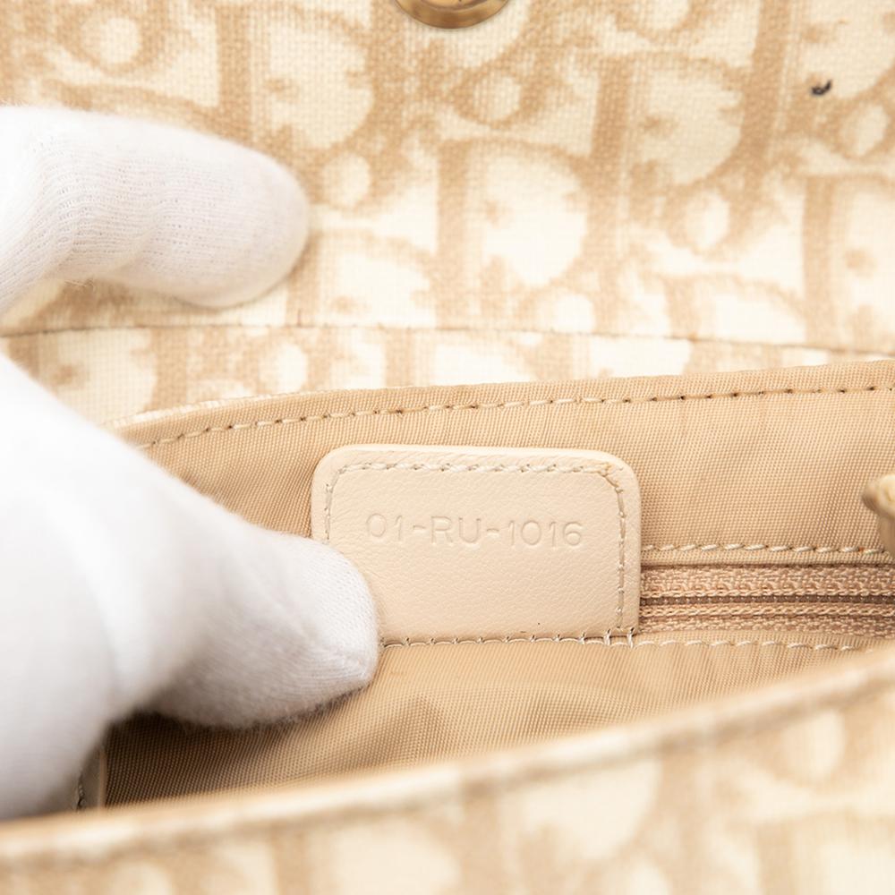 Christian Dior B Dior Brown Beige Coated Canvas Fabric Mini Diorissimo Trotter Romantique Handbag Italy