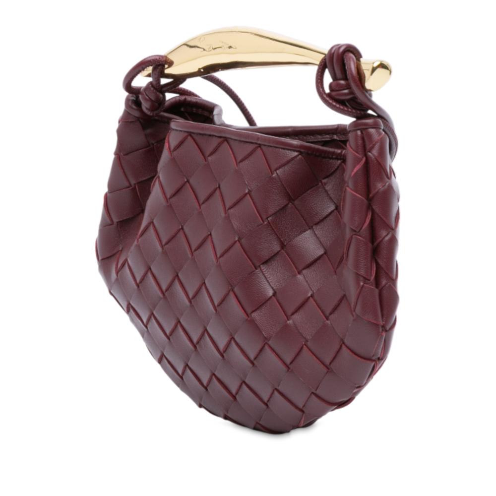 Bottega Veneta Red Bordeaux Lambskin Leather Leather Baby Lambskin Intrecciato Sardine Satchel Italy