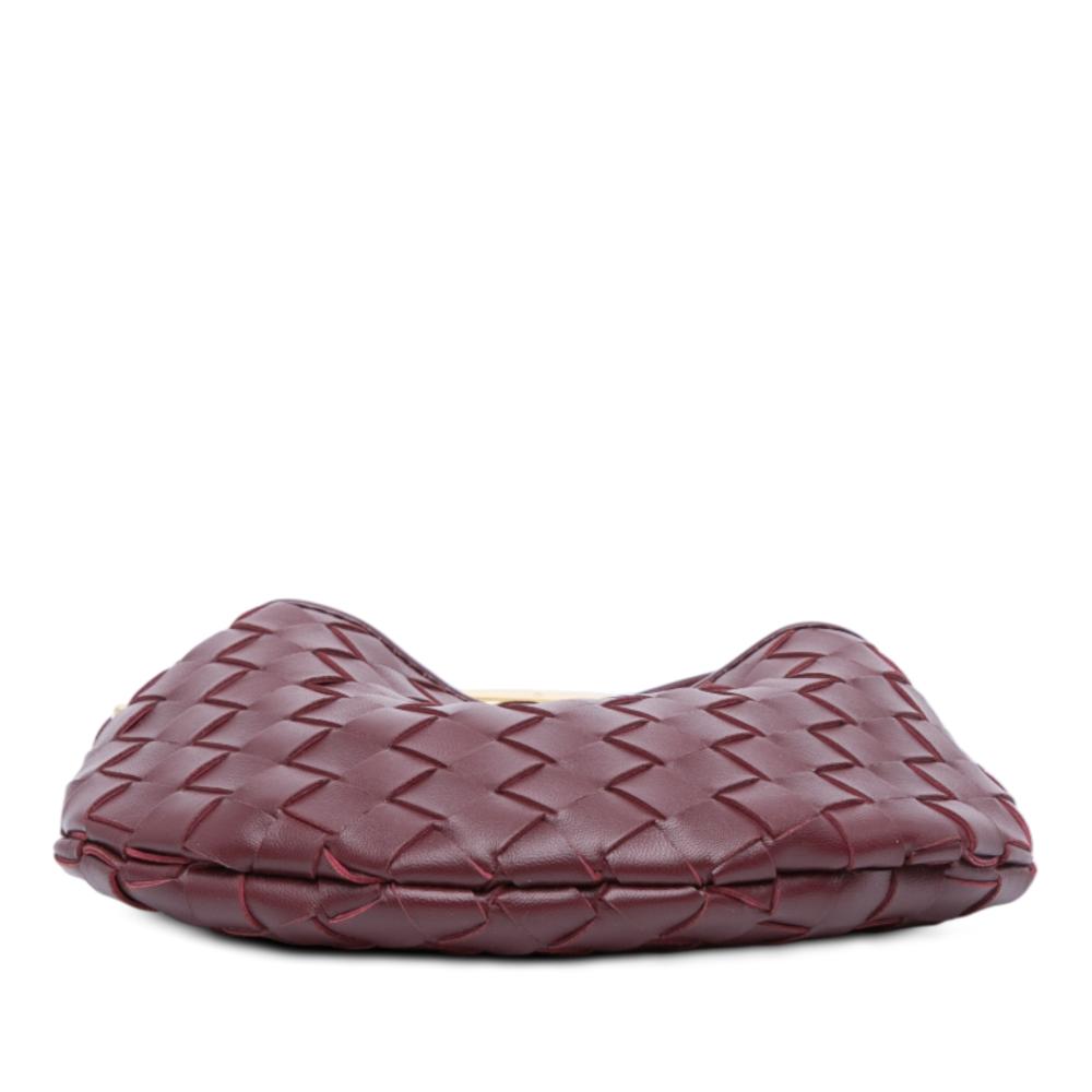 Bottega Veneta Red Bordeaux Lambskin Leather Leather Baby Lambskin Intrecciato Sardine Satchel Italy