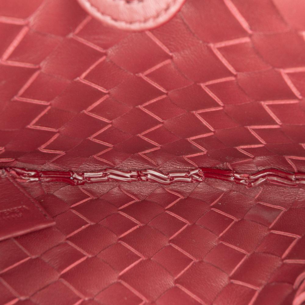 Bottega Veneta Red Bordeaux Lambskin Leather Leather Baby Lambskin Intrecciato Sardine Satchel Italy