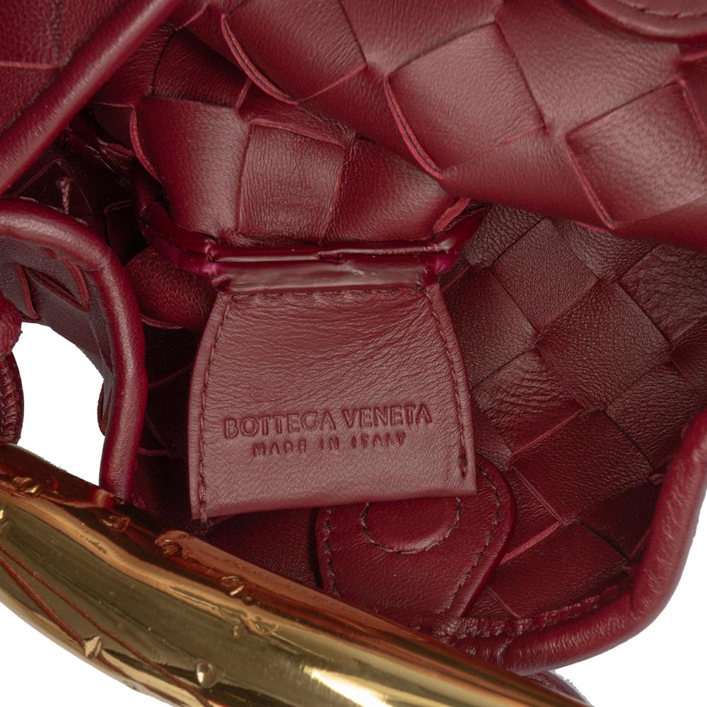 Bottega Veneta Red Bordeaux Lambskin Leather Leather Baby Lambskin Intrecciato Sardine Satchel Italy