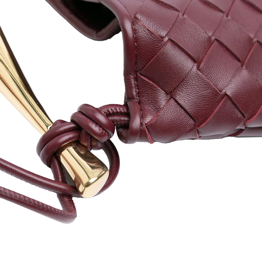 Bottega Veneta Red Bordeaux Lambskin Leather Leather Baby Lambskin Intrecciato Sardine Satchel Italy