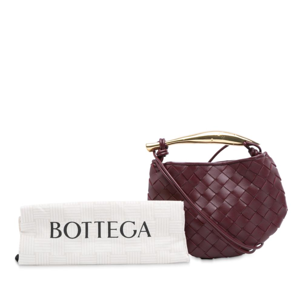 Bottega Veneta Red Bordeaux Lambskin Leather Leather Baby Lambskin Intrecciato Sardine Satchel Italy