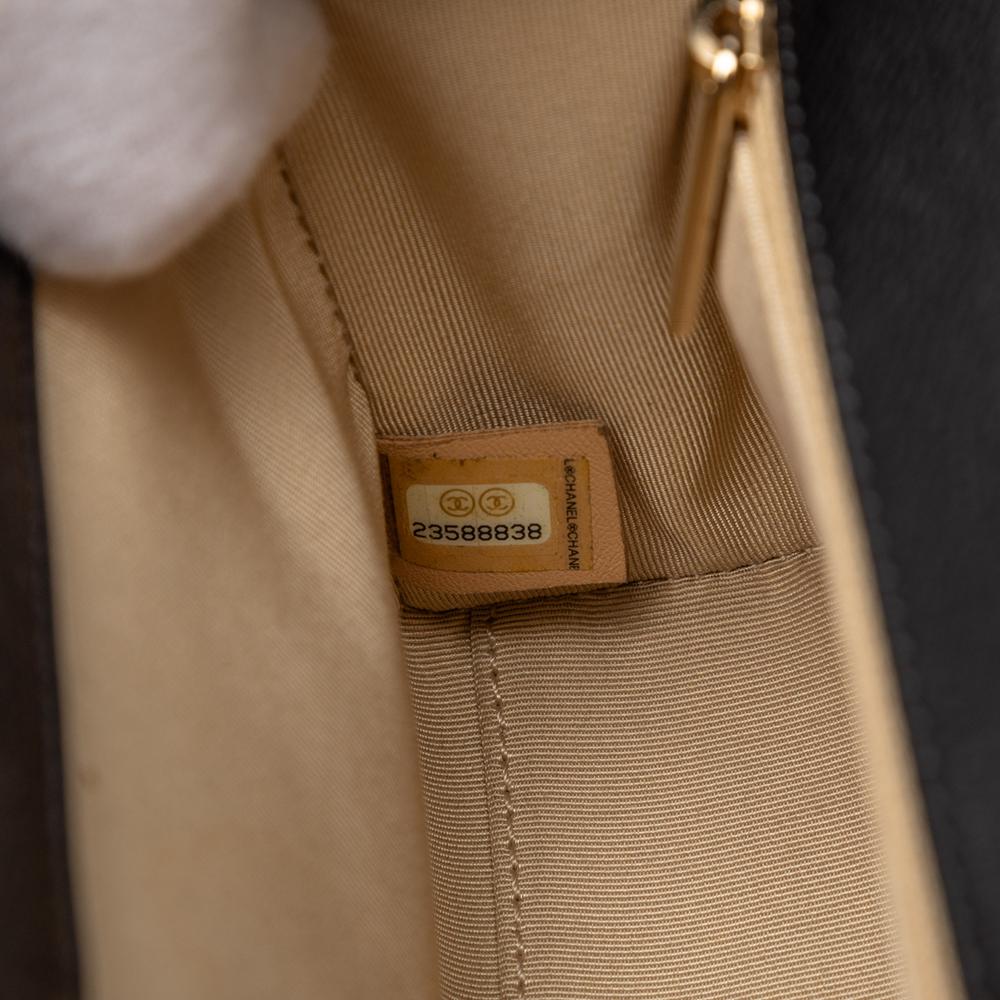 Chanel B Chanel Black Calf Leather Small Quilted Grained skin Label Click Flap Italy