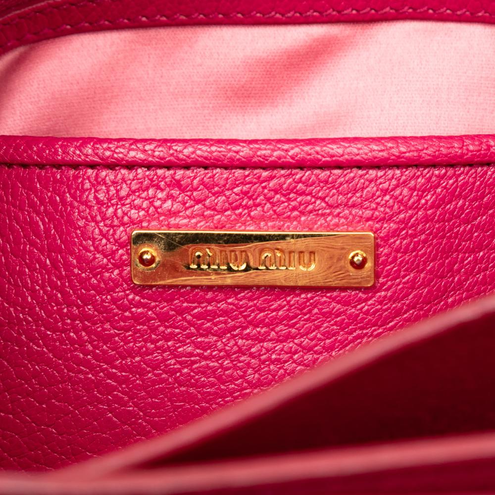 Miu Miu B Miu Miu Pink Goatskin Leather Bicolor Madras Satchel Italy