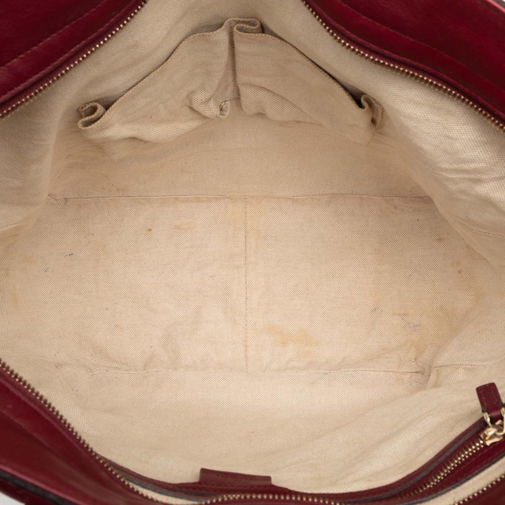 Gucci B Gucci Red Calf Leather Guccissima Bree Tote Italy