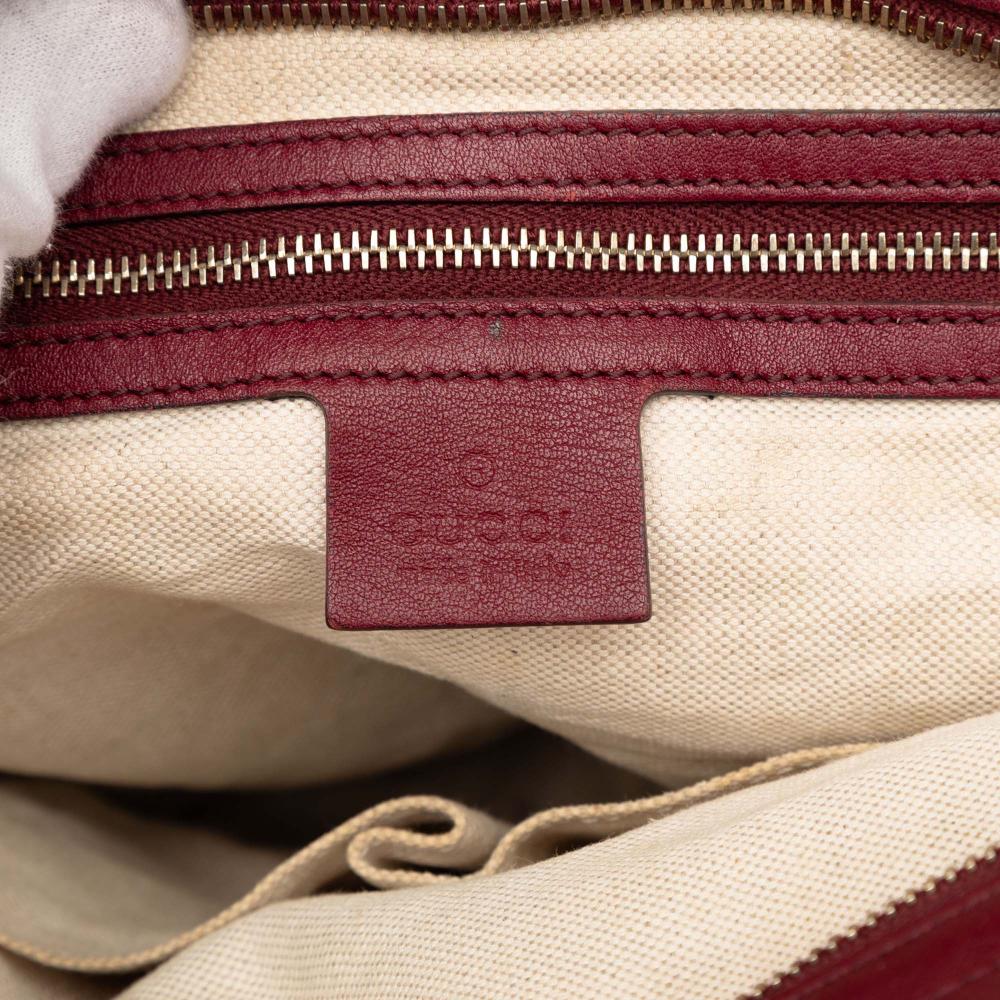 Gucci B Gucci Red Calf Leather Guccissima Bree Tote Italy