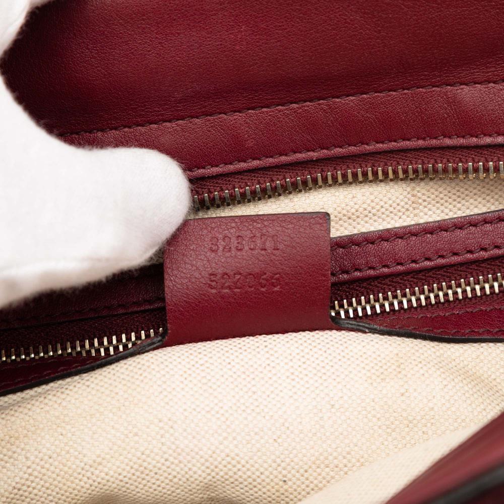 Gucci B Gucci Red Calf Leather Guccissima Bree Tote Italy