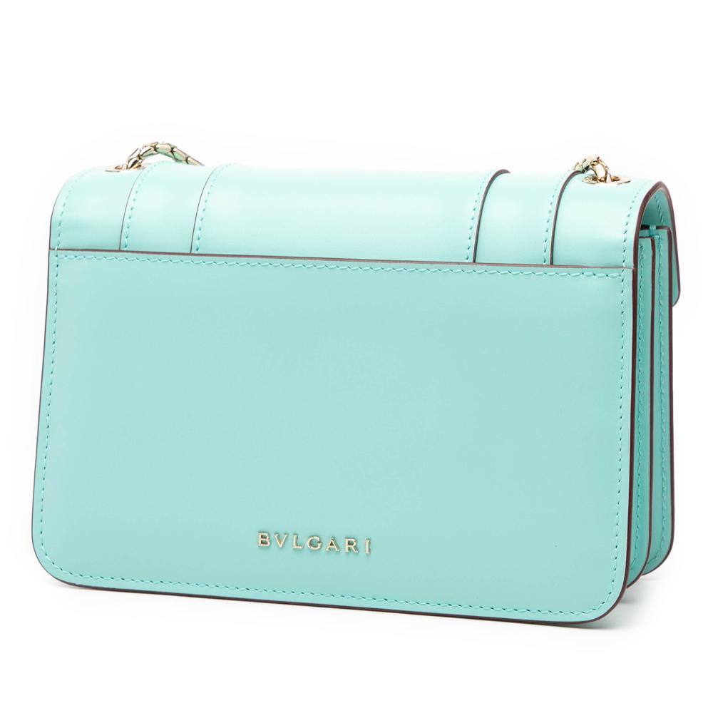 Bvlgari AB Bvlgari Blue Turquoise Calf Leather Serpenti Forever Crossbody Italy