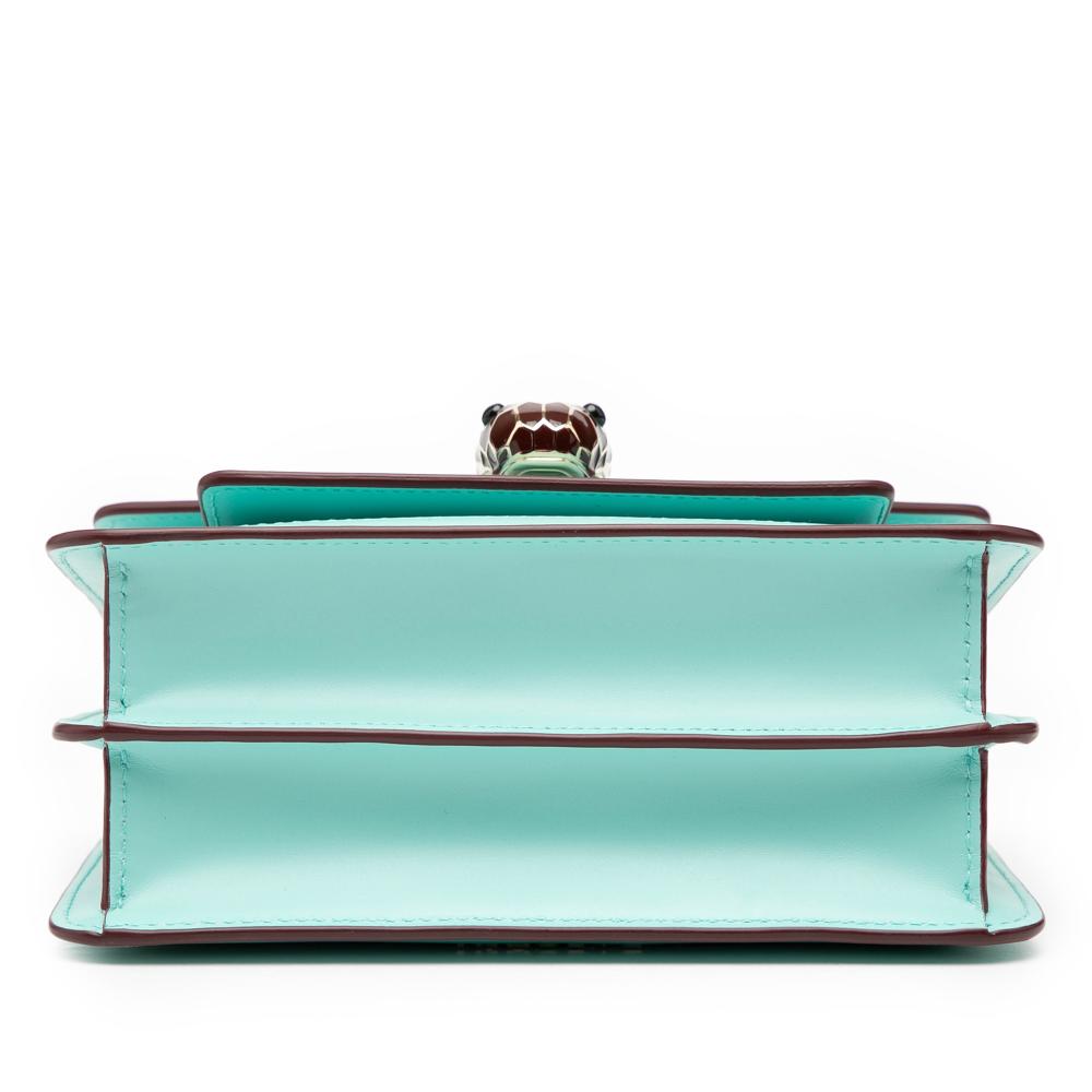 Bvlgari AB Bvlgari Blue Turquoise Calf Leather Serpenti Forever Crossbody Italy