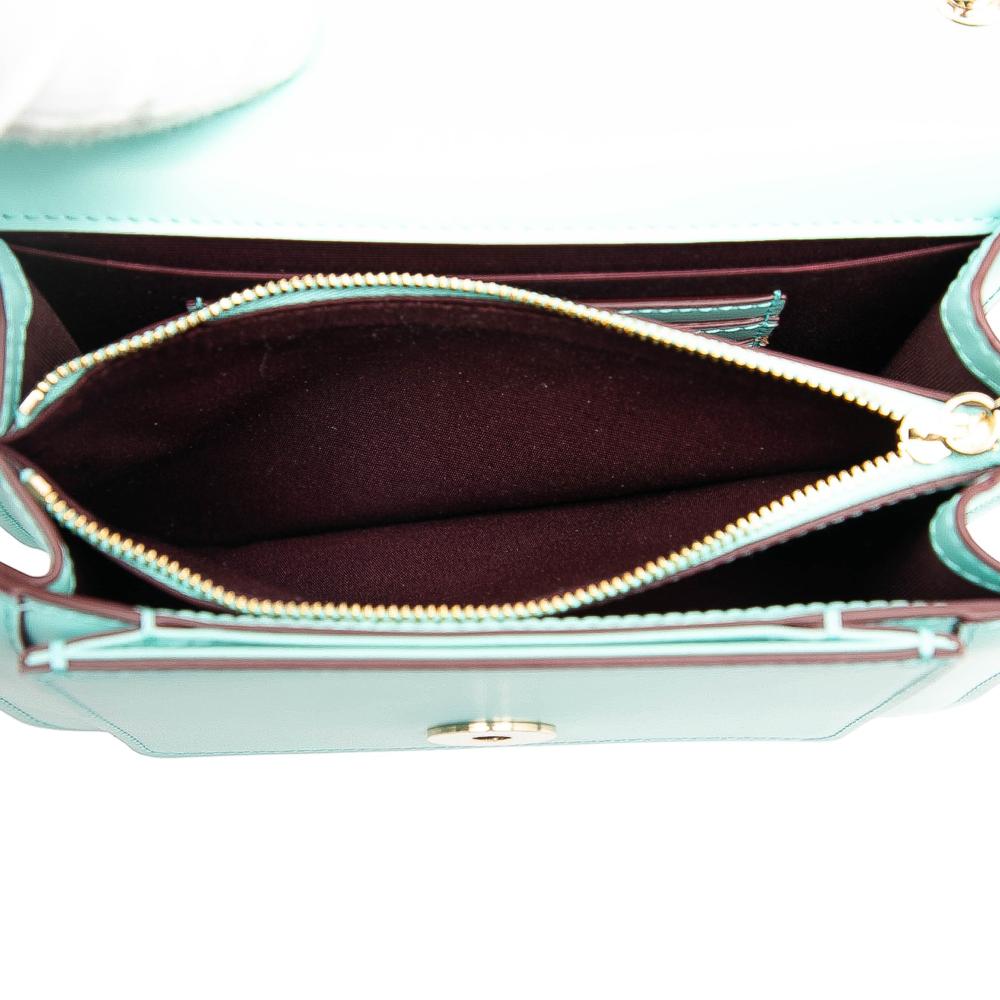 Bvlgari AB Bvlgari Blue Turquoise Calf Leather Serpenti Forever Crossbody Italy