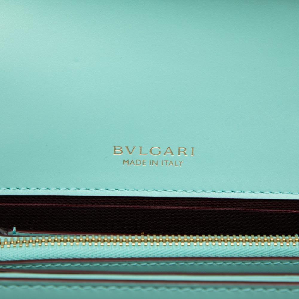 Bvlgari AB Bvlgari Blue Turquoise Calf Leather Serpenti Forever Crossbody Italy