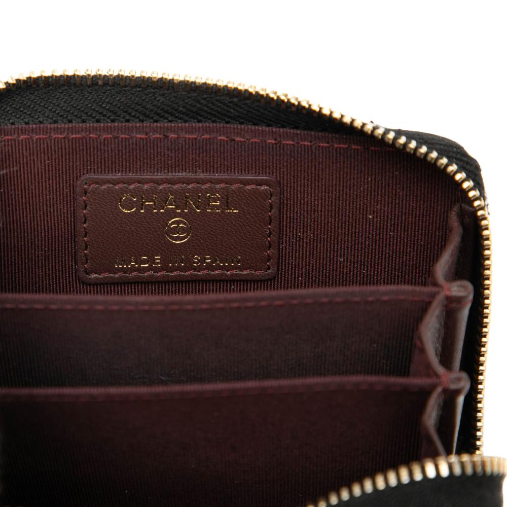 Chanel B Chanel Black Calf Leather CC Quilted skin Zipped Coin Purse Spain