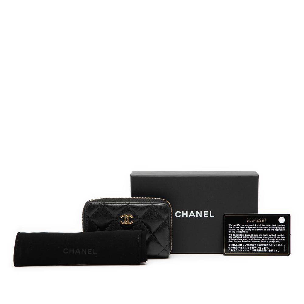 Chanel B Chanel Black Calf Leather CC Quilted skin Zipped Coin Purse Spain