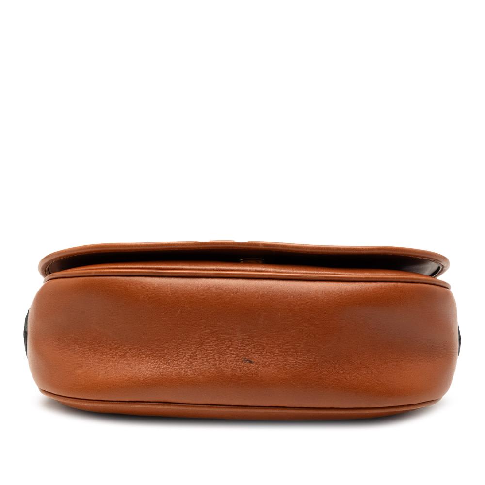 Ferragamo B Ferragamo Brown Rust Calf Leather Flap Crossbody Italy