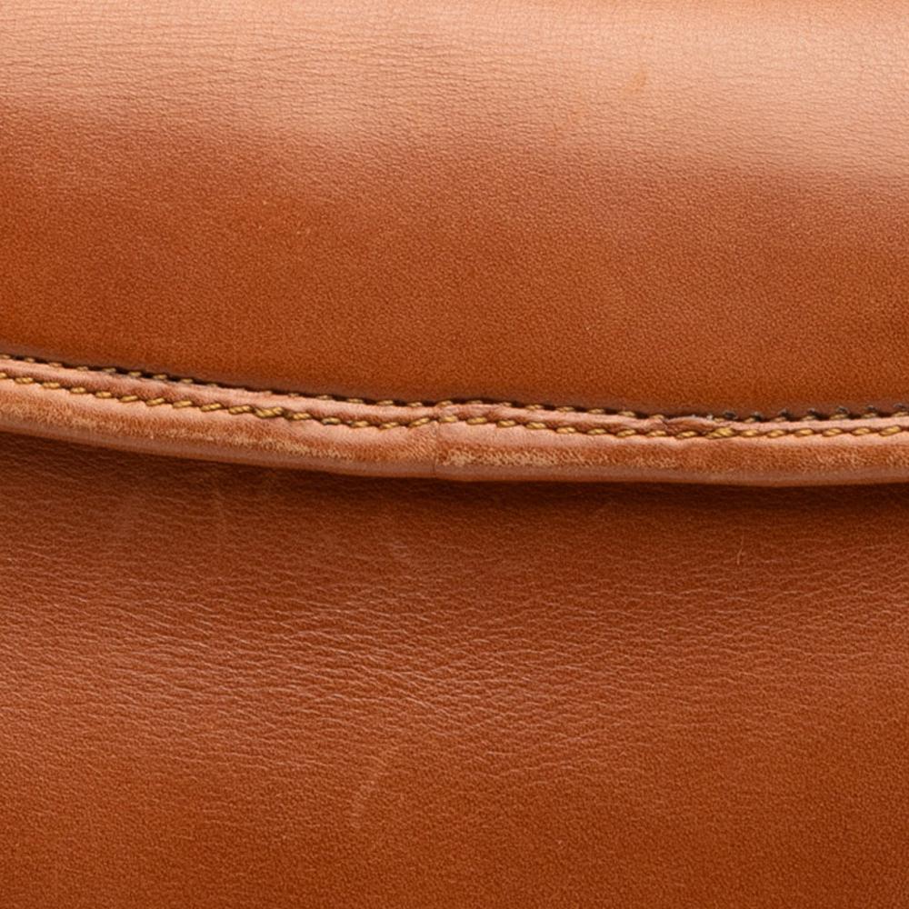 Ferragamo B Ferragamo Brown Rust Calf Leather Flap Crossbody Italy