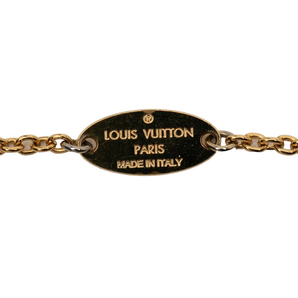 Louis Vuitton AB Louis Vuitton Gold Gold Plated Metal Essential V Necklace Italy