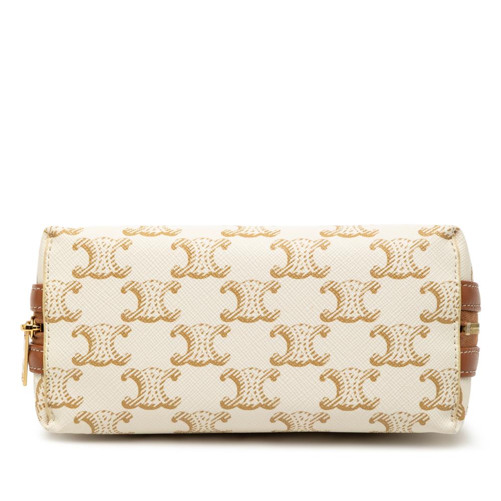 Celine AB Celine White Coated Canvas Fabric Triomphe Clutch On Chain Italy