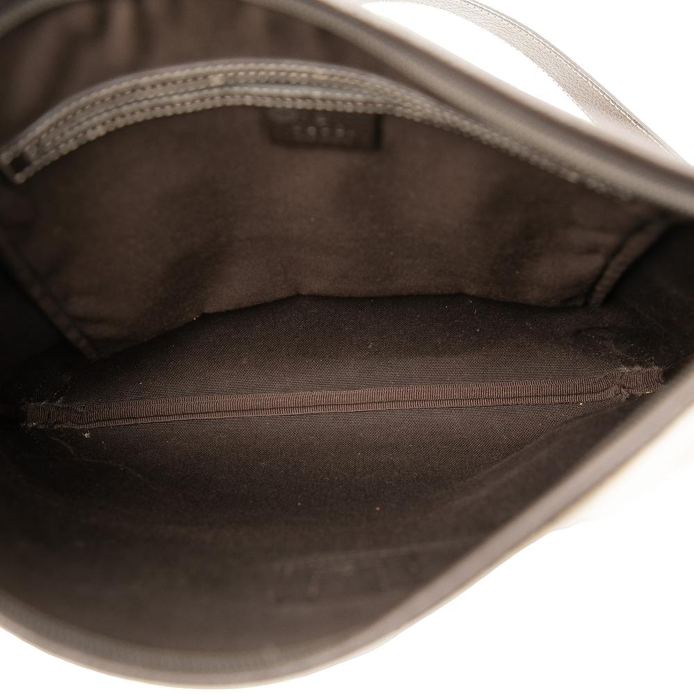 Gucci B Gucci Brown Coated Canvas Fabric GG Crystal Abbey D Ring Crossbody Italy