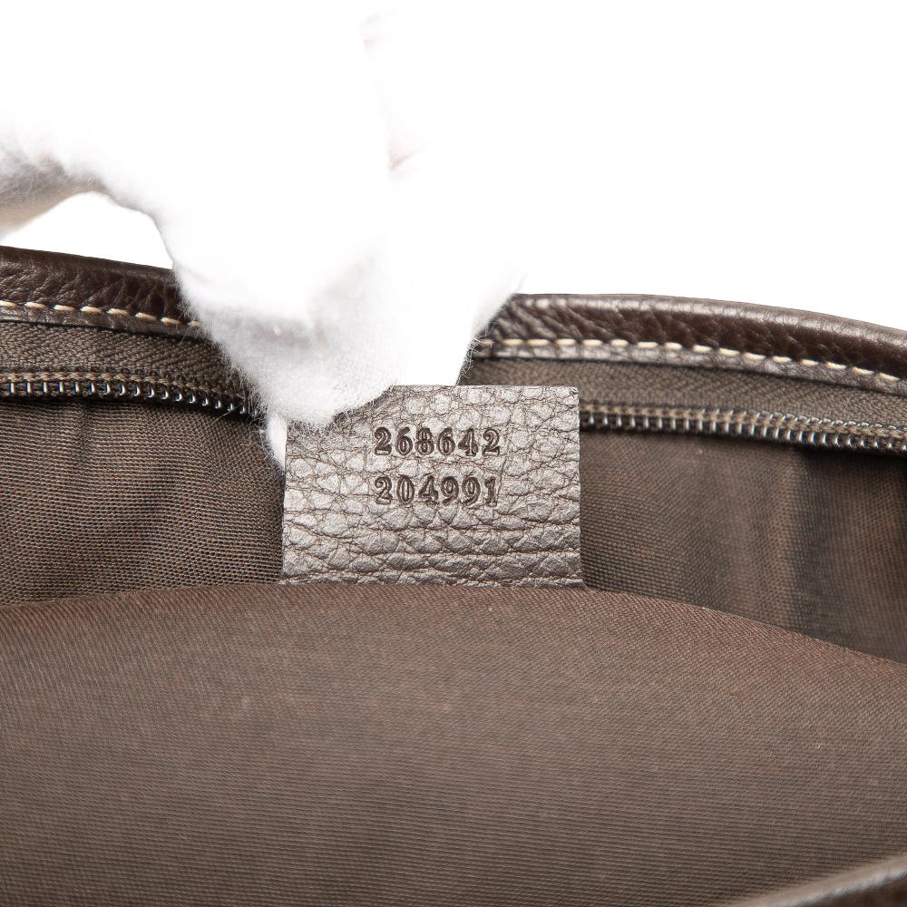 Gucci B Gucci Brown Coated Canvas Fabric GG Crystal Abbey D Ring Crossbody Italy