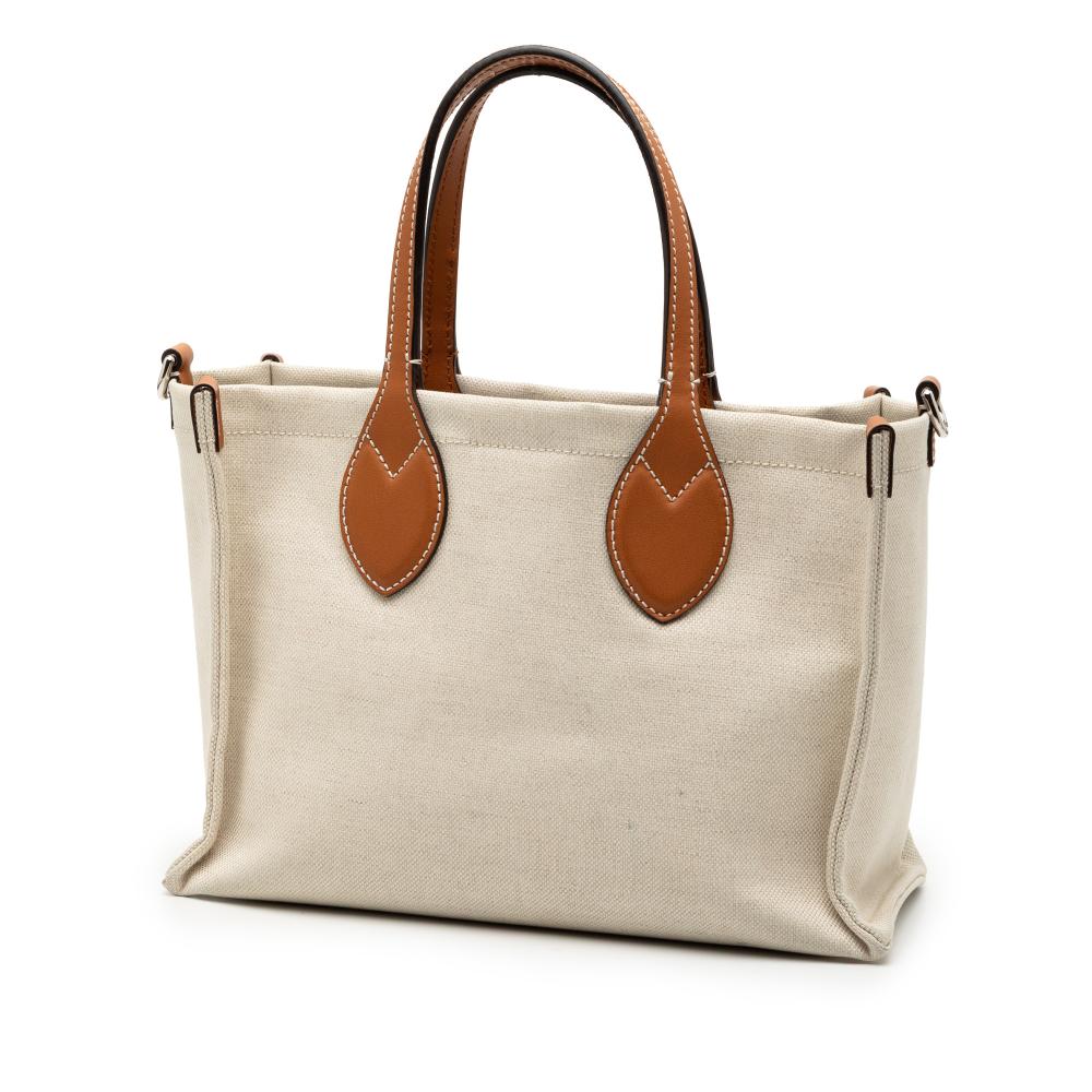 Gucci AB Gucci Brown Beige Canvas Fabric Medium Logo Tote Italy