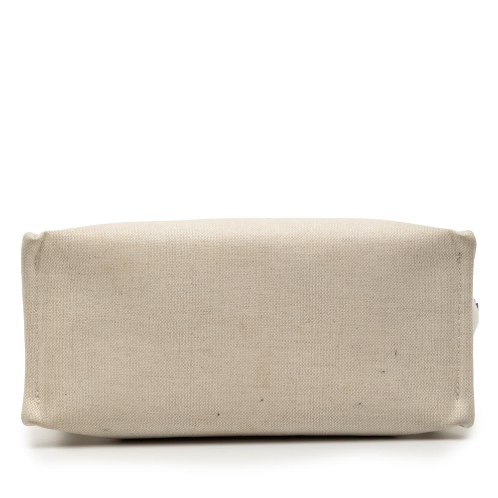 Gucci AB Gucci Brown Beige Canvas Fabric Medium Logo Tote Italy