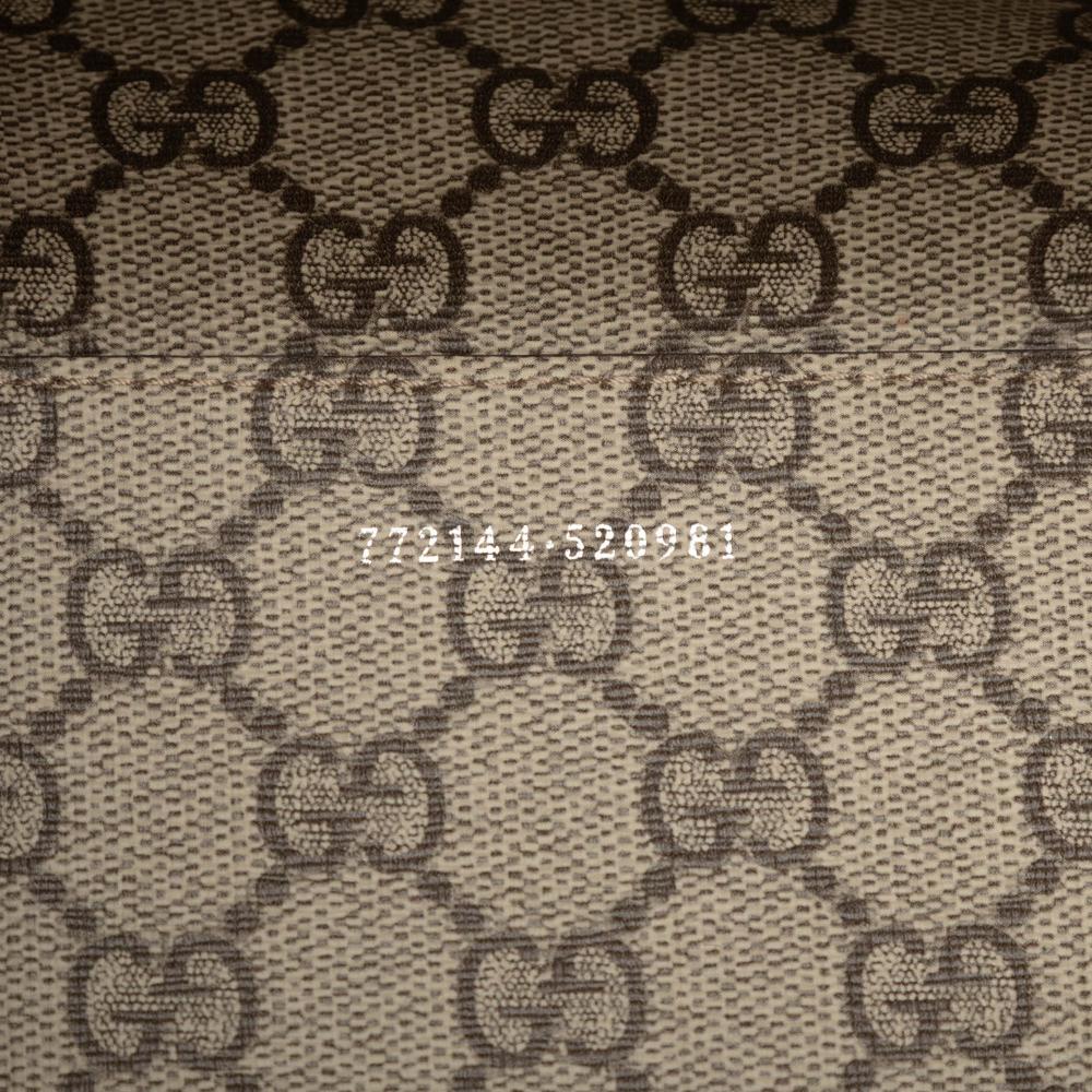 Gucci AB Gucci Brown Beige Canvas Fabric Medium Logo Tote Italy